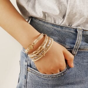 Bracelet bohème plusieurs niveaux en cuir PU