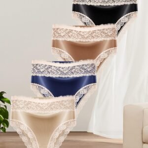 Ensemble de 4 pièces de tissu transparent avec design en dentelle ultra-haute