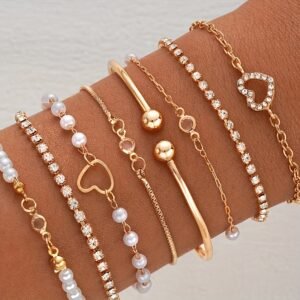 8 pièces de Bracelets Élégants et Stylés à Cœur Ouvert