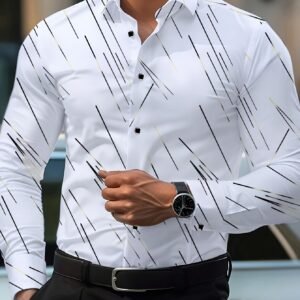 Chemise slim fit à rayures pour homme - Manches longues élégante