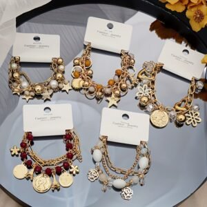 lot de 5 Bracelets Bohèmes à Perles Superposées - Bracelets Alliage Colorés avec Accents Turquoise