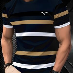 Chemise Décontractée Homme - 100% Polyester, Col Rond Manches Courtes