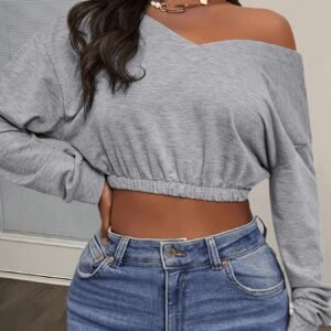 T-shirt court top À Manches Longues Pour Femmes