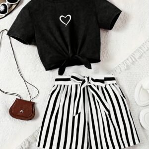 Ensemble 2 pièces pour Filles à Manches Courtes Imprimé Love