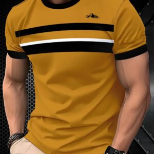 Le sommet de la montagne affiche un T-shirt imprimé numériquement doré