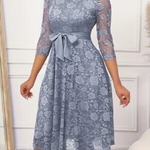 Robe élégante à fleurs pour femmes, coupe trapèze avec ceinture à la taille