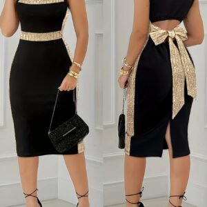 Robe dos nu, jupe non extensible pour galas