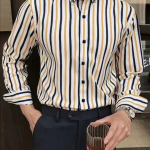 Chemise Homme à Rayures Manches Longues