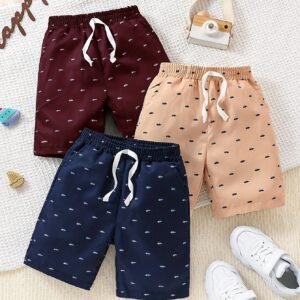 Lot de 3 Shorts Imprimé Herringbone pour Garçon