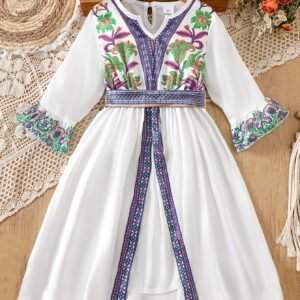 Robe de style moyen-oriental pour filles avec imprimé floral