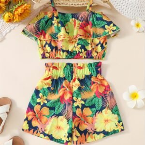 Costume Jupe pour Filles avec Jupe à Bretelles et Shorts