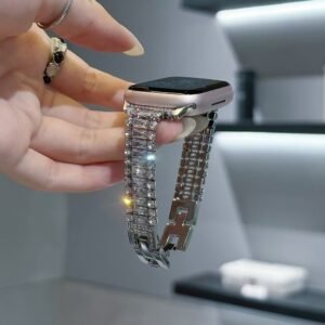 Bracelet Métallique en Zirconium Synthétique Brillant pour montre