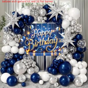 Kit de guirlande de ballons 106 pièces bleu marine et argenté métallisé