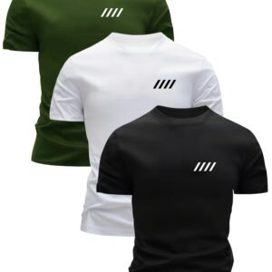 3 pièces T-shirt Homme Col Rond Ultra-Léger à Motifs Mixtes