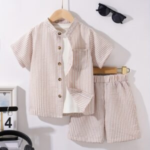 Ensemble Chemise Garçon à Rayures Verticales