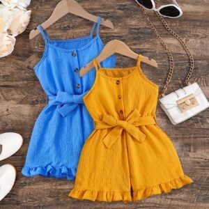 Lot de 2 combinaisons sans manches pour Filles - 3 - 7 ans