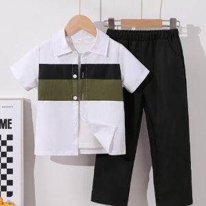 Ensemble T-shirt à Manches Courtes et Pantalon d'Été pour Garçons