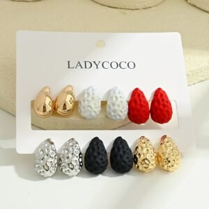 Lot de 12 pièces - boucles d'oreilles géométriques goutte d'eau tendance et mignonnes