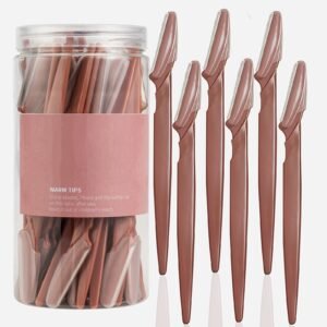 12 rasoir à sourcils en acier inoxydable avec étui de protection