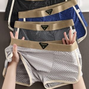 4 pièces Boxers Homme Été en Tissu Fibre Glacée Respirant - Sous-vêtements Doux, Confortables et Écologiques, Coupe Lâche