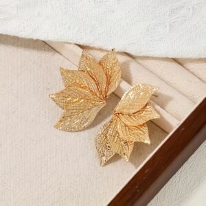 Boucles d'oreilles à feuilles en forme d'éventail