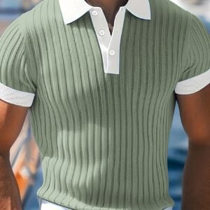 Chemise décontractée à manches courtes en vert matcha pour homme