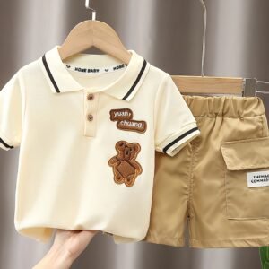 Ensemble T-Shirt Manches Courtes Ours Cartoon