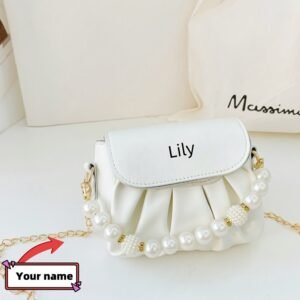Sac à bandoulière à chaîne de perles douces à nom personnalisable (envoyez votre nom par sms)