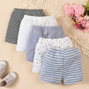 Lot de 5 shorts à taille élastique doux et confortables pour garçons