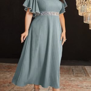 Robe Élégante à Paillettes Rayée pour Femmes Grande Taille