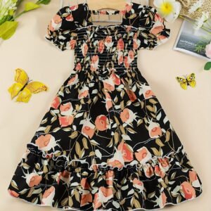 Robe D'été Décontractée À Manches Courtes Pour Filles Élégantes