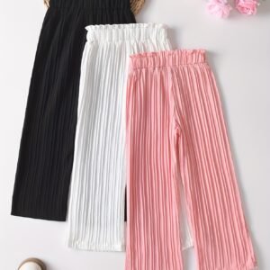 Lot de 3 Pantalons Décontractés à Taille Élastique pour Filles