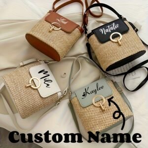 Sac fourre-tout en paille tissée personnalisable