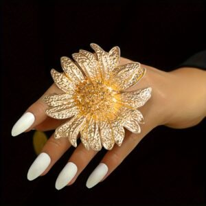 Bague tournesol élégante, design simple surdimensionné à la mode