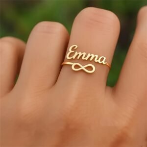 Bague Infini Personnalisable Nom - Double Couche Acier Inoxydable Gravure