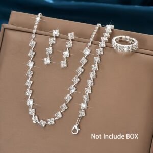 Paire de Boucles d'Oreilles, 1 Collier, 1 Bracelet et 1 Bague