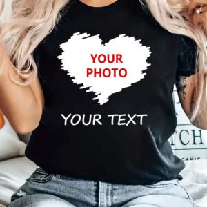 T-shirt personnalisé pour la Saint-Valentin avec photo et texte imprimés