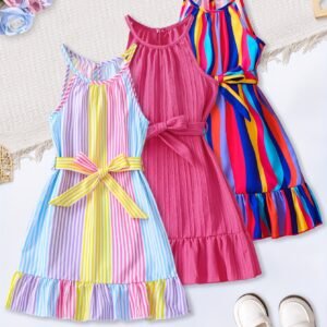 Lot de 3 robes décolleté à bretelles pour filles