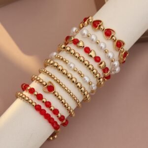10 pièces, bracelet femme élégant tressé avec motif amour
