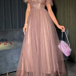 Robe de soirée élégante pour femme - Longue robe formale avec taille marquée