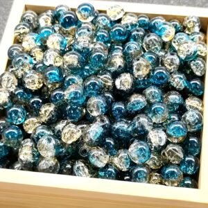 80 perles en verre craquelé bleu aurora de 8mm pour la création de bijoux
