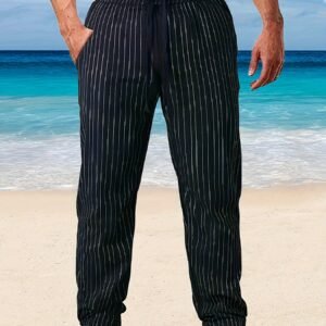Pantalon décontracté à rayures verticales , simple et élégant, en tissu respirant pour chaleur