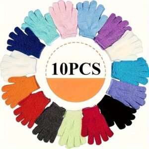 10 pièces Serviettes de Bain Multicolores, Exfoliant Corporel Mat avec Anneaux de Suspension