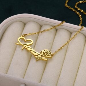 Collier personnalisable avec nom de fleur de rose