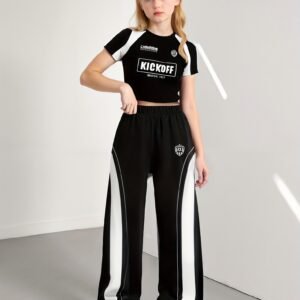Ensemble tricoté T-shirt à manches longues et pantalon large