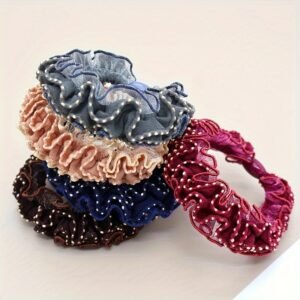 5pcs Dentelle Bord Couleur Unie Cheveux Cravate Petite Dentelle