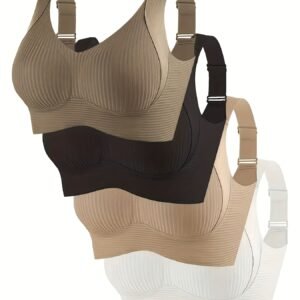 Lot de 4 soutiens-gorge sans coutures pour femmes. Sous-vêtements ajustables à bretelles réglables