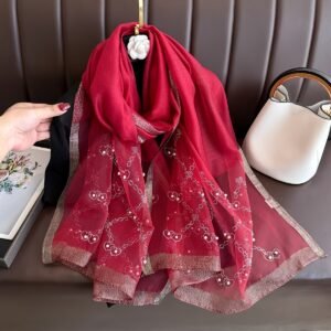 Écharpe Longue Luxueuse en Forme de Cœur avec des Sequins Étincelants | Châle Léger