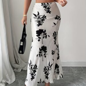 Jupe Élégante pour Femme avec Imprimé Contrasté Noir et Blanc