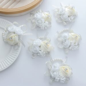 6 bracelets élégants pour femme avec roses et perles artificielles